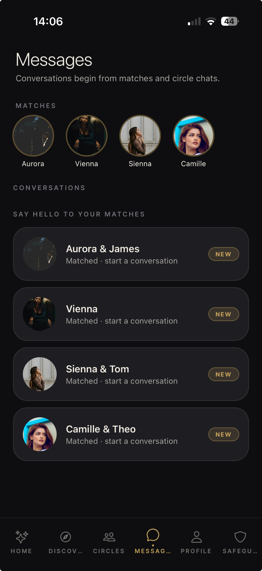 Velvet messages screen